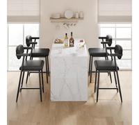 Garvee Juego De 2 Taburetes De Bar Modernos De Piel Sintética con Reposabrazos y Respaldo. Sillas De Comedor Tapizadas De Altura De Mostrador. Estructura y Reposapiés De Metal