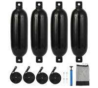 Garvee - Juego de 4 protectores marinos de PVC con cuerdas, bomba y bolsa de almacenamiento, ideal para amarre Pontón, yate o pesca - para barcos de 10 a 37 pies