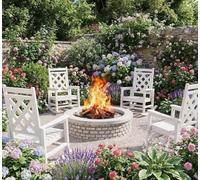 Garvee Juego de 4 Silla Mecedora para Exterior, Mecedora Jardin, Mecedora de Gran Tamaño Moderna, Estructura de Madera, Sillón con Carga de 160 kg, para Jardín, Patio, 61 x 89 x 102 cm (Blanca)