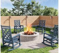 Garvee Juego de 4 Silla Mecedora para Exterior, Mecedora Jardin, Mecedora de Gran Tamaño Moderna, Estructura de Madera, Sillón con Carga de 160 kg, para Jardín, Patio, 61 x 89 x 102 cm (Azul Marino)