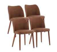 Garvee Juego de 4 sillas de comedor, modernas sillas de comedor con patas de madera, sillas de cocina tapizadas de poliuretano sin brazos con soporte de respaldo nivelador/ala, color marrón