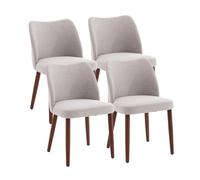 Garvee Juego de 4 sillas de comedor, modernas sillas de comedor con patas de madera, sillas de cocina tapizadas sin brazos con soporte de respaldo nivelador/ala, color gris claro