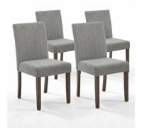 Garvee Juego De 4 Sillas De Comedor - Tela Lino, Respaldo Alto Sillas Tapizadas, Patas De Madera Resistente, Color Gris, Adecuado para Comedor, Sala, Dormitorio