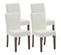 Garvee Juego De 4 Sillas De Comedor - Tela Lino, Respaldo Alto Sillas Tapizadas, Patas De Madera Resistente, Color Beige, Adecuado para Comedor, Sala, Dormitorio