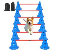 Garvee Juego de Agilidad para Perros de 6 Piezas, Kit de Entrenamiento con 3 Vallas de Salto Ajustables y 6 Conos de PVC, Obstáculos para Perros con Altura Regulable, Ideal para Exterior e Interior