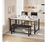 Garvee Juego de Comedor 4 Piezas, Mesa Rectangular con Banco y 2 Sillas Acolchadas, Estructura de Madera Resistente, Diseño Moderno Que Ahorra Espacio, Ideal para Cocina, Comedor y Apartamento
