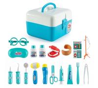 Garvee Juego de Dentista y Doctor para Niños - Set Médico Educativo de 20 Piezas - Incluye Maletín de Juguete y Accesorios de Imitación - Ideal para Disfraz Escolar y Regalo de Cumpleaños - Color Azul