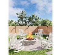 Garvee Juego de Mecedoras de Exterior HDPE 4 Unidades, Silla Mecedora con Respaldo Alto y Reposabrazos Anchos, Polietileno Resistente UV y Antienvejecimiento para Jardín, Terraza, Porche, Blanco