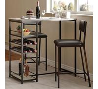 Garvee - Juego de Mesa de Comedor con 2 sillas de Comedor de Piel sintética, Mesa de Cocina con Estante Moderno, Marco de Acero, 2 Niveles de Almacenamiento