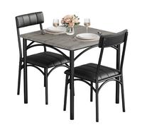 Garvee Juego de Mesa de Comedor con 2 sillas, Juego de Mesa de Cocina, para Comedor, Cocina y salón, Gris