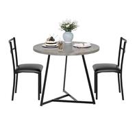 Garvee Juego de Mesa, Mesa Comedor Redonda con Sillas y 2 Reposteras Resistentes al Calor, Mesa de Comedor Ideal para Familia, Uso en Cocina y Salón para Comidas Diarias, Gris