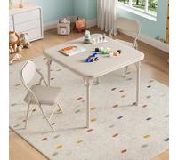 Garvee Juego de mesa plegable y 2 sillas para niños, cojines suaves de poliuretano impermeable, marco de metal tapizado, muebles de actividades portátiles para el hogar, niños pequeños, aprendizaje