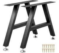 Garvee Juego De Patas De Mesa En x para Proyectos DIY - Acero Negro Mate, Robustas y Duraderas, Protección para Suelo, Ideales para Comedor o Escritorio