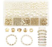 Garvee - Juego de perlas para joyas de bricolaje (720 piezas, con 15 compartimentos, cuentas redondas, estrellas y doradas, ideal para crear pulseras, collares, pendientes, para adultos y niños