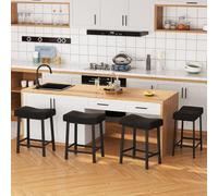 Garvee Juego De Taburetes De Bar Modernos Sin Respaldo, Tapizados De 61 cm, Asiento Curvo Acolchado, Patas De Metal Resistentes y Reposapiés. Ideales para Cocinas, Bares y Comedores. Fácil Montaje.