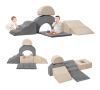 Garvee Juego educativo de 7 bloques de espuma para escalar y gatear - Incluye rampa extendida, túnel y tobogán - Funda de terciopelo lavable, base antideslizante - Ideal para bebés y niños pequeños en