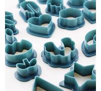 Garvee Kit de 24 cortadores de galletas arcilla polimérica - Formas geométricas y botánicas - Herramientas robustas para modelado artesanal - Ideal creación de joyas para adultos - Azul marino