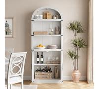 Garvee Librería Arqueada De Madera con 5 Estantes y Puertas, 180 cm De Alto, Estilo Rústico, Estantería Vintage Profunda para Oficina y Sala De Estar.