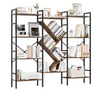 Garvee Librería Industrial De Madera De 4 Niveles - Estantería Grande Abierta con 14 Estantes - Estructura De Metal Resistente - Vitrina Rústica para Sala De Estar, Dormitorio y Oficina En Casa