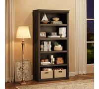 Garvee Librería Moderna De Madera De 5 Niveles - Estantería Independiente Abierta con Amplio Espacio De Almacenamiento - Estilo Rústico - Ideal para Salón, Dormitorio u Oficina - Independiente