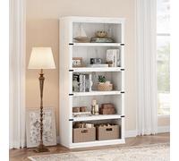 Garvee Librería Moderna De Madera De 5 Niveles - Estantería Independiente Abierta con Amplio Espacio De Almacenamiento - Estilo Rústico - Ideal para Salón, Dormitorio u Oficina - Independiente