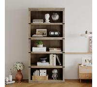 Garvee Librería Moderna De Madera De 5 Niveles - Estantería Independiente Abierta con Amplio Espacio De Almacenamiento - Estilo Rústico - Ideal para Salón, Dormitorio u Oficina - Independiente
