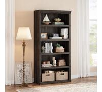 Garvee Librería Moderna De Madera De 5 Niveles - Estantería Independiente Abierta con Amplio Espacio De Almacenamiento - Estilo Rústico - Ideal para Salón, Dormitorio u Oficina - Independiente