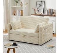Garvee Loveseat Sofá Cama, Extraíble, con Puertos De Carga y Bolsillos Laterales, De Pana con Respaldo Ajustable para Sala De Estar, Dormitorio y Apartamento