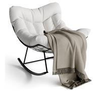 Garvee Mecedora Papasan Grande de Exteriores: Silla Huevo de Ratán Tejida a Mano, Estructura de Metal Resistente, Incluye Cojín de Secado Rápido, Capacidad 175 kg, Resistente a La Intemperie y Cómoda