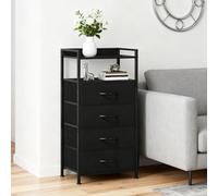 Garvee Mesa Auxiliar Angosta con 4 Cajones De Tela, Estante Abierto y Gran Capacidad De Almacenamiento, Dormitorio, Sala u Oficina, Diseño Elegante y Funcional