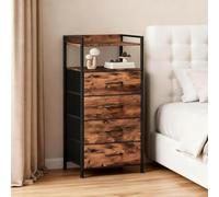 Garvee Mesa Auxiliar Angosta con 4 Cajones De Tela, Estante Abierto y Gran Capacidad De Almacenamiento, Dormitorio, Sala u Oficina, Diseño Elegante y Funcional