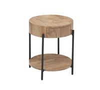 Garvee Mesa Auxiliar De 2 Niveles, Mesita Pequeña De 50 cm con Estante Abierto y Cajón para Espacios Pequeños y Apartamentos, 50 * 50 * 55 cm Natural