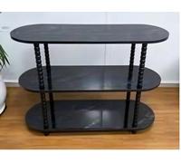 Garvee Mesa Auxiliar De 3 Niveles con Patas En Forma De Calabaza, Mesita De Salón Estrecha para Espacios Pequeños, Moderna Mesita De Noche o De Apoyo, Estante De MDF Resistente (Requiere Montaje)