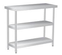 Garvee Mesa Auxiliar De Acero Inoxidable Resistente para Patio, Mesa De Preparación De 3 Niveles para Exteriores con Estante De Almacenamiento, Resistente a La Oxidación, Fácil De Limpiar