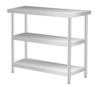 Garvee - Mesa auxiliar exterior de acero inoxidable antioxidante, 3 niveles, 18 x 36 x 34 pulgadas, ideal para cocina, jardín, restaurante, estable, estante práctico, sin ruedas