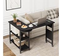 Garvee Mesa Auxiliar giratoria 360° con estación de Carga - 3 Niveles y Ruedas con Freno - Bolsa Lateral de Almacenamiento - para Dormitorio o Sala - Color Negro Grabado