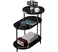 Garvee Mesa Auxiliar Moderna de 3 Niveles con estantes Abiertos - Estructura metálica Resistente, Estilo mármol - Ahorra Espacio, fácil Montaje - Ideal para Sala, Dormitorio u Oficina - Color Black