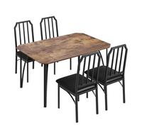 Garvee Mesa Comedor - con 4 Sillas Ergonómicas Acolchadas, Patas de Metal, Esquinas Redondeadas, Compacta para Espacios Pequeños, Ideal para Cocina, Salón y Dormitorio, Estilo Retro