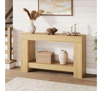 Garvee Mesa Consola de Madera Estilo rústico de 120 cm - 2 Niveles con estantes - Almacenamiento y organización para Pasillo, Sala o detrás del sofá - Color Madera, 1,2 Metros