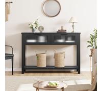 Garvee Mesa Consola De Madera para Entrada, 2 Niveles, 2 Cajones De Vidrio, Estante De Almacenamiento - Ideal para Recibidor, Sala De Estar, Cocina u Oficina Mesa Lateral o Detrás del