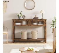 Garvee Mesa Consola De Madera para Entrada, 2 Niveles, 2 Cajones De Vidrio, Estante De Almacenamiento - Ideal para Recibidor, Sala De Estar, Cocina u Oficina Mesa Lateral o Detrás del