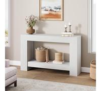 Garvee Mesa Consola de Madera rústica de 120 cm para Entrada - Diseño Rectangular con 2 estantes - Almacenamiento práctico - Ideal para salón, Pasillo o detrás del sofá - Color Blanco Antiguo, 1,2