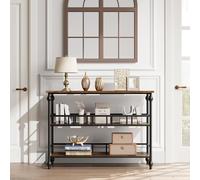 Garvee Mesa consola estrecha 43" - 3 niveles con estantes - Mesa auxiliar para entrada, detrás del sofá o pasillo - Estilo rústico con almacenamiento - Ideal para salón, dormitorio y recibidor - Color