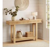 Garvee Mesa Consola Estrecha De Estilo Granja para Comedor - Diseño De Dos Niveles con Estante De Almacenamiento - Ideal para Entrada, Pasillo o Detrás del Sofá - Acabado En Madera Natural