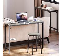 Garvee Mesa Consola Estrecha Industrial para Sala y Pasillo - Superficie Impermeable - Diseño en Madera y Metal - Ideal para detrás del sofá o recibidor - Color Gris