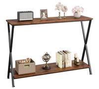 Garvee Mesa Consola Estrecha, recibidores de Entrada de 2 Niveles con Estante de Almacenamiento, Estructura de Metal, Uso en Entrada salón Oficina, 105 x 30 x 81 cm, Color Vintage