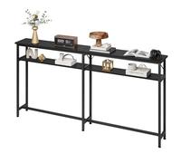 Garvee Mesa Consola, Mesa Consola Estrecha, Mesa de Entrada Estilo Industrial, Mesa Auxiliar de Sofá para Entrada, Pasillo,Salón, Color Negro