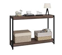 Garvee Mesa Consola rústica de 2 Niveles con Estante - Ideal para Entrada, Pasillo o detrás del sofá - Madera Resistente, fácil Montaje recibidor, Sala y Foyer - Color Nogal Oscuro