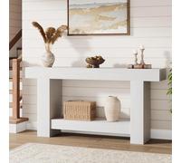 Garvee Mesa Consola Rústica De Madera para Entrada y Comedor - Diseño Compacto y Funcional con Doble Nivel y Estante Abierto Pasillos y Salones - Montaje Sencillo