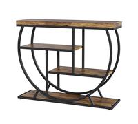 Garvee Mesa Consola Vintage para recibidor y Sala - 4 Niveles de estantes Abiertos - Estructura metálica Industrial - diseño Estrecho para Espacios pequeños - Color marrón Vintage